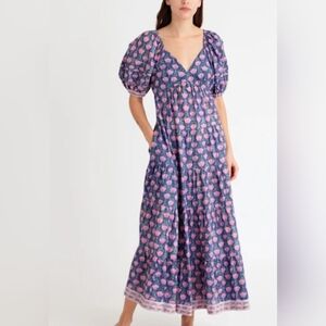 Saylor Annaleise Lilly Of The Valley Puff Sleeve Organic Cotton Dress Size Large